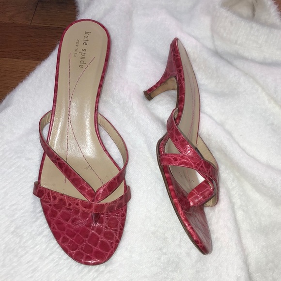 Kate Spade Red Crocodile Kitten Heels - Picture 3 of 4